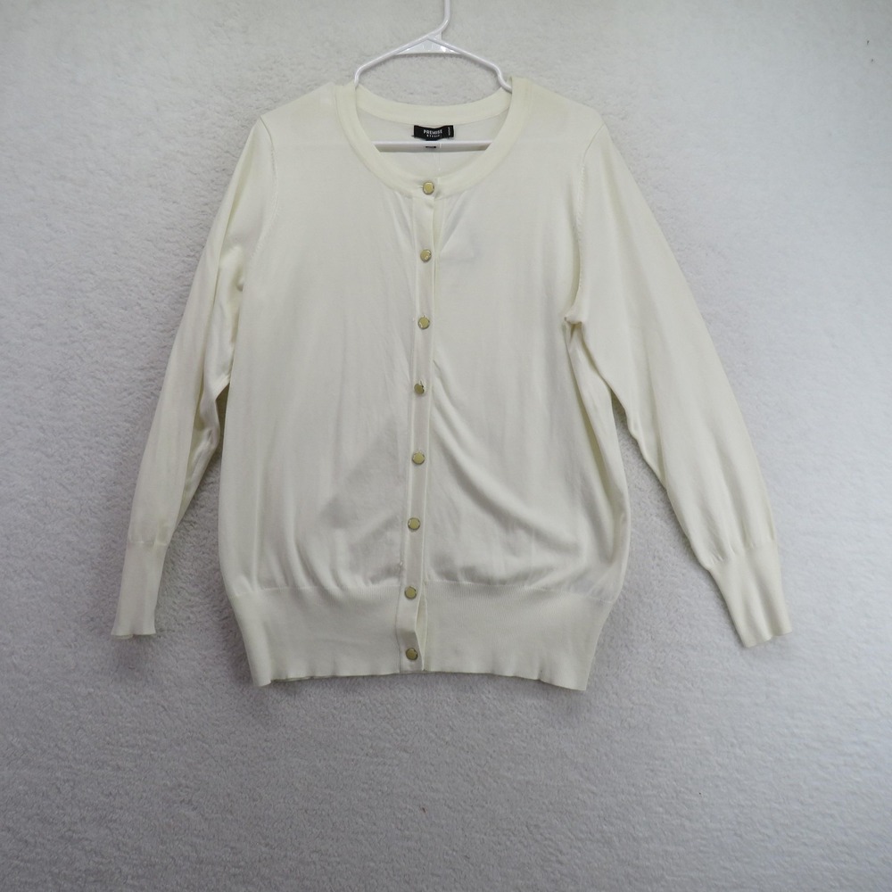 Premise Studio Cardigan Sweater Womens XL Ivory Cream Button Front Lightweight